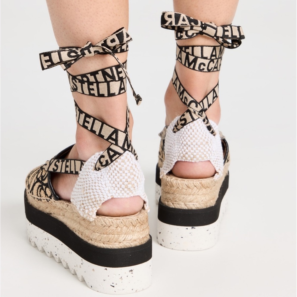 Stella McCartney Black and Natural Platform Espadrilles - Picture 3 of 15